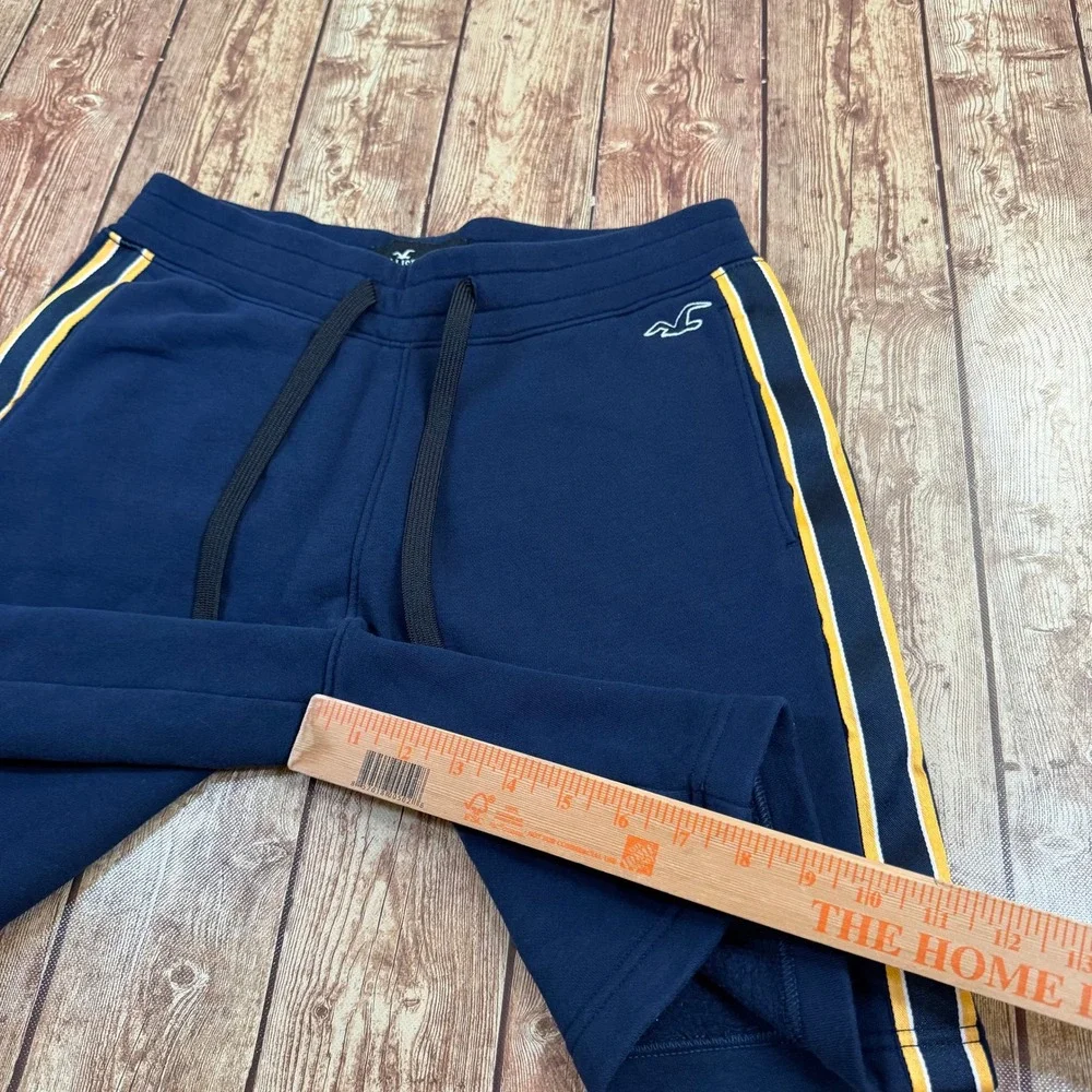 Hollister Fleece Side Stripe Shorts Mens Small Navy Blue Elastic Waist